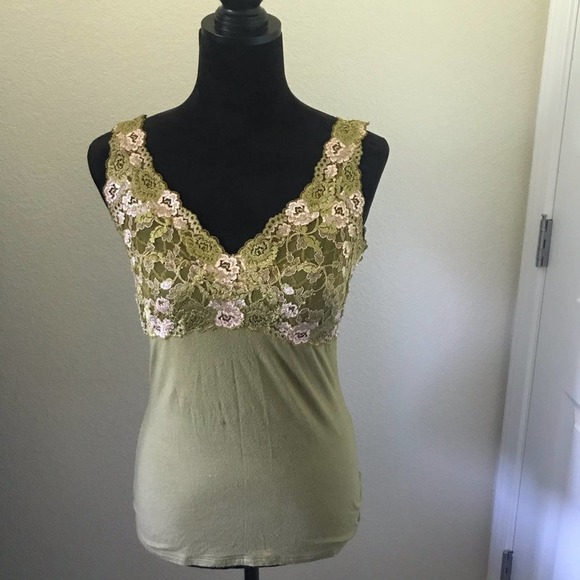 Josie Natori Green Lace Camisole Size Small - Picture 2 of 3